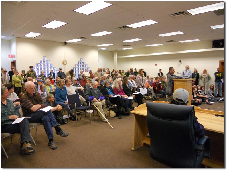 An Aldo Leopold student speaks to a packed house on the future of the Gila River... and his own - photo by Joanie Connors